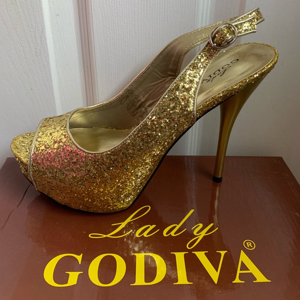 Gold Sparkle Platform High Heels